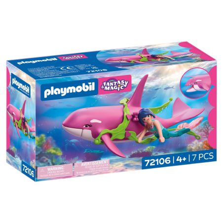 Playmobil Fantasy Magic Set 72106 mit pinkem Hai und blauhaariger Figur auf der Verpackung.