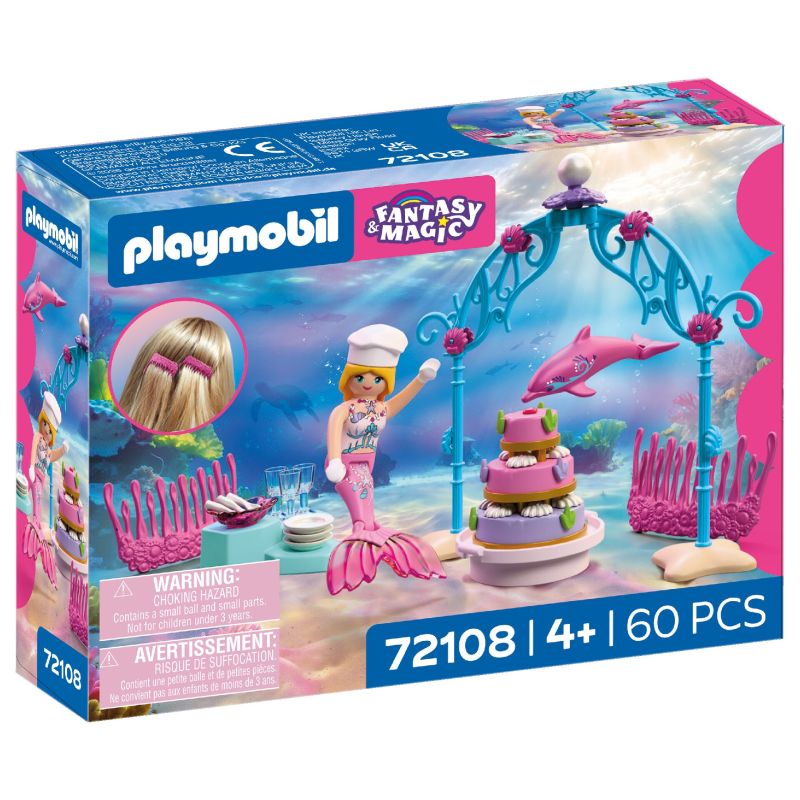 Playmobil Fantasy & Magic Set mit Meerjungfrau, Delfin und 60 Teilen inkl.. Kuchen und Geschenken, ab 4 Jahren.