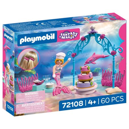 Playmobil Fantasy & Magic Set mit Meerjungfrau, Delfin und 60 Teilen inkl.. Kuchen und Geschenken, ab 4 Jahren.