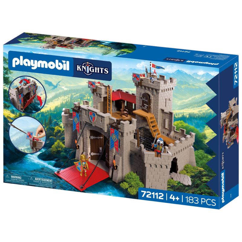 Playmobil Ritterburg-Set mit 183 Teilen, ab 4 Jahren, auf Verpackung abgebildet.