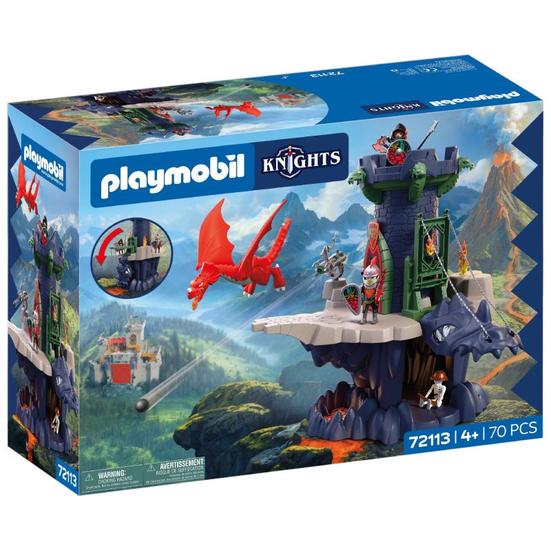 Playmobil-Ritter-Set: Box mit Drache, Burg, Ritterfiguren, 70 Teile. Für Kinder ab 4 Jahren geeignet.