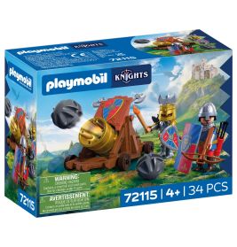 Playmobil Knights Spielset mit Katapult, zwei Ritterfiguren, 34 Teile, geeignet für Kinder ab 4 Jahren.