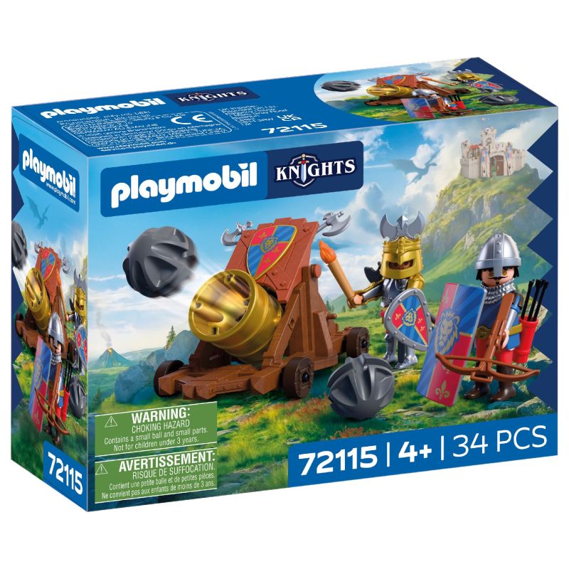 Playmobil Knights Spielset mit Katapult, zwei Ritterfiguren, 34 Teile, geeignet für Kinder ab 4 Jahren.