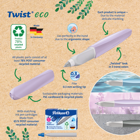 Pelikan Twist® eco Tintenroller grau – Nachhaltig, ergonomisch für Rechts- & Linkshänder