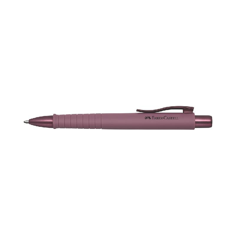 Rosa Faber-Castell Kugelschreiber mit Clip und Griffzone, auf weißem Hintergrund abgebildet.