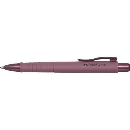 Rosa Faber-Castell Kugelschreiber mit Clip und Griffzone, auf weißem Hintergrund abgebildet.