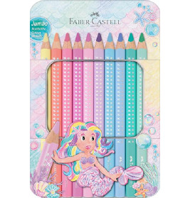 Faber-Castell Farbstiftetui 10er Jumbo Sparkle Pastell – Ergonomische Stifte für Kinder