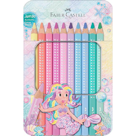 Faber-Castell Farbstiftetui 10er Jumbo Sparkle Pastell – Ergonomische Stifte für Kinder