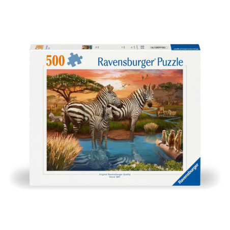 Ravensburger Puzzle 'Zebras am Wasserloch' 500 Teile – Afrikanische Tierwelt erleben