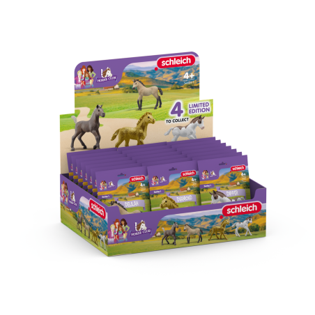 Schleich Horse Club Display-Box mit vier limitierten Sammler-Pferden als Spielfiguren.
