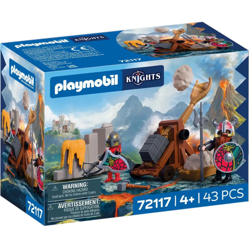 Playmobil Ritter-Set 72117: Box mit zwei Rittern, Katapult und 43 Teilen für Kinder ab 4 Jahren.