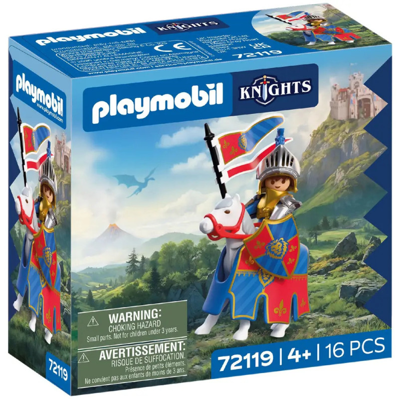 Playmobil Knights Set mit Ritter auf Pferd, geeignet ab 4 Jahren, enthält 16 Teile.