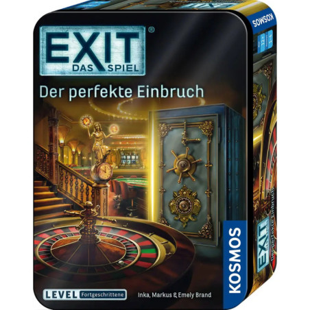 EXIT: Das Spiel - Der perfekte Einbruch, Brettspielbox mit Tresor und detailreicher Einbruchs-Grafik.