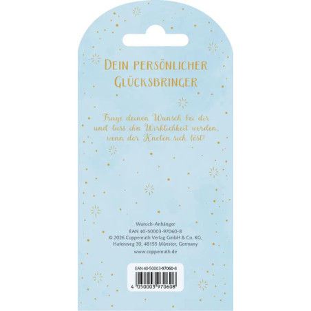 Coppenrath Verlag Schmuckanhänger mit Wunschband „Make a wish“ – Glücksbringer & Accessoire