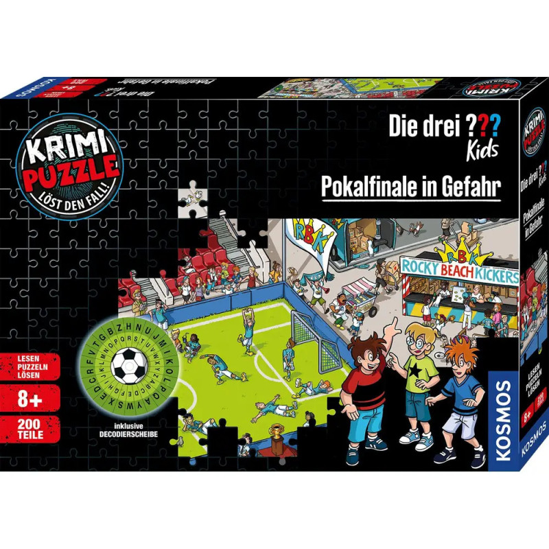 KOSMOS Krimipuzzle Die drei ??? Kids Pokalfinal – 100 Teile Puzzle mit Detektiv-Fall