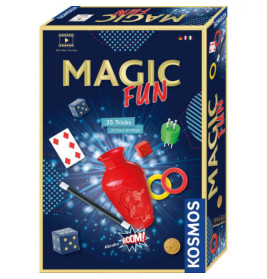 Magic Fun Kit Box mit Spielkarten, Ringen, Zauberstab, roter Vase und dem Aufdruck "35 Tricks" sowie "KOSMOS".