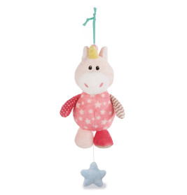 NICI Spieluhr Einhorn Stupsi | 18cm Babyspielzeug | Brahms Wiegenlied | kuschelweich | Schlafbegleiter