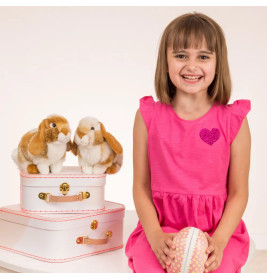 Teddy Hermann Hase sitzend, hellbraun/weiß gescheckt, 20 cm