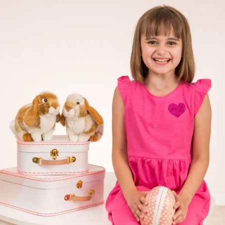 Teddy Hermann Hase sitzend, hellbraun/weiß gescheckt, 20 cm