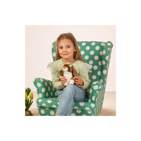 Teddy Hermann Hase sitzend, dunkelbraun/weiß gescheckt, 20 cm