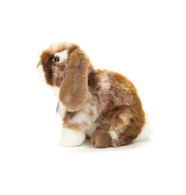 Teddy Hermann Hase sitzend, dunkelbraun/weiß gescheckt, 20 cm