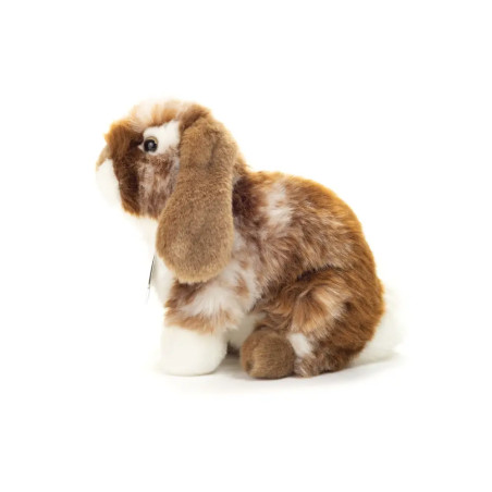 Teddy Hermann Hase sitzend, dunkelbraun/weiß gescheckt, 20 cm
