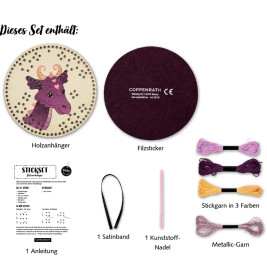 Sticken auf Holzanhängern - Drache / Einhorn