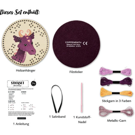 Sticken auf Holzanhängern - Drache / Einhorn