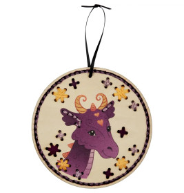 Sticken auf Holzanhängern - Drache / Einhorn