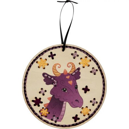 Sticken auf Holzanhängern - Drache / Einhorn