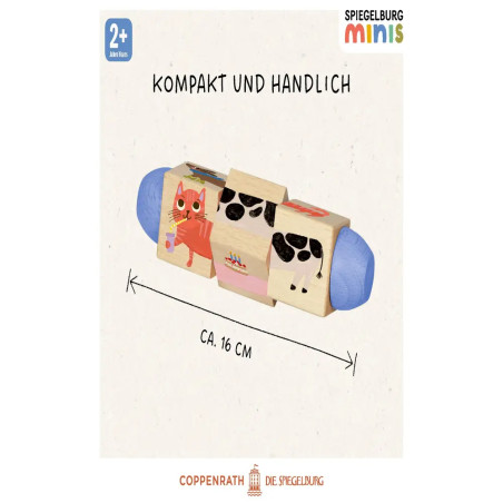 Holz-Dreh-Puzzle - Hund, Katze, Schwein, Kuh