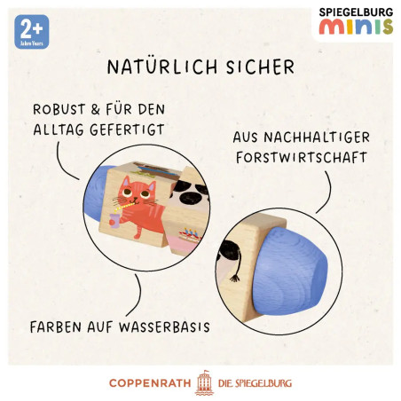 Holz-Dreh-Puzzle - Hund, Katze, Schwein, Kuh