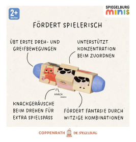 Holz-Dreh-Puzzle - Hund, Katze, Schwein, Kuh