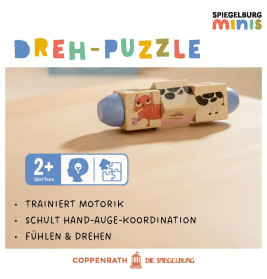 Holz-Dreh-Puzzle - Hund, Katze, Schwein, Kuh