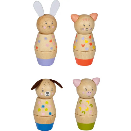Holz-Schraubklötze - Hase, Hund, Katze, Schwein
