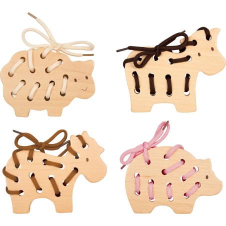 Fädelspiel - Pferd, Kuh, Schwein, Schaf