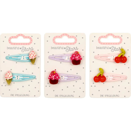 Haarclips - Eis, Kirsche, Muffin