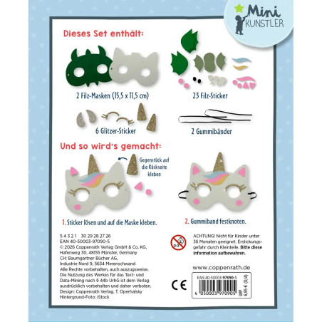 Mein kleines Bastelset: Filz-Masken - Einhorn / Drache