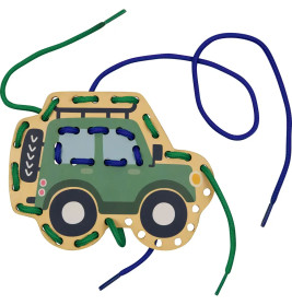 Mein kleines Bastelset: Fädel-Karten - Löwe / Jeep