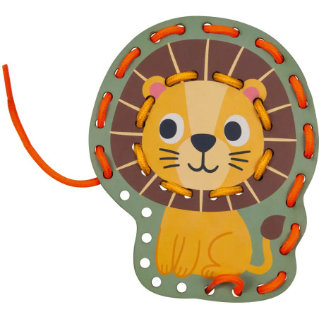 Mein kleines Bastelset: Fädel-Karten - Löwe / Jeep