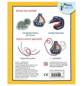 Mein kleines Bastelset: Fädel-Karten - Schildkröte / Boot