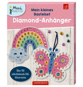 Bastelset-Box mit verziertem Regenbogen und Schmetterling, Diamond-Anhänger, geeignet ab 3 Jahren.
