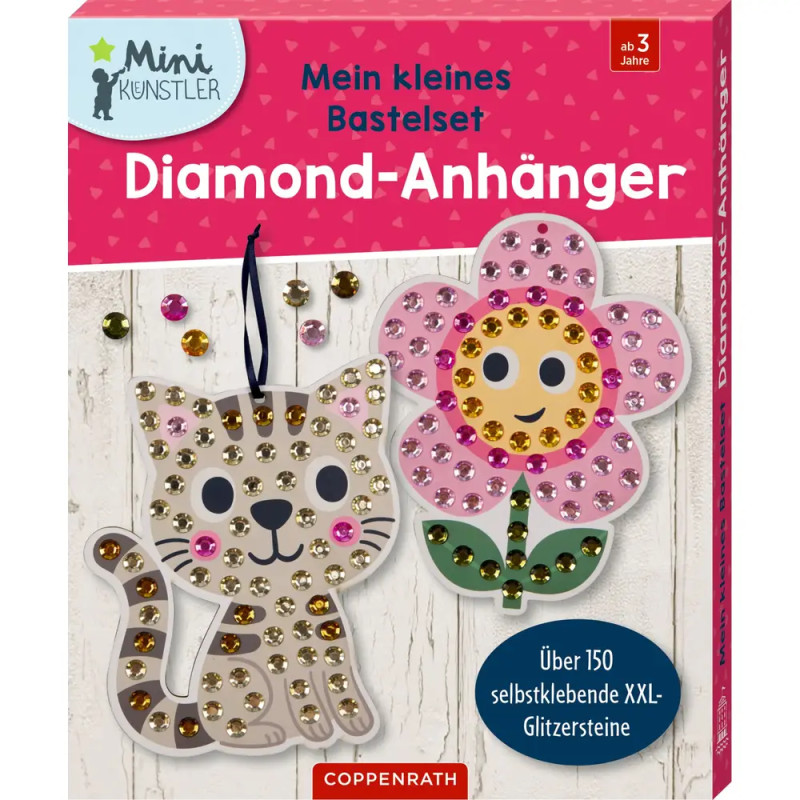 Mein kleines Bastelset: Diamond-Anhänger - Blume / Katze