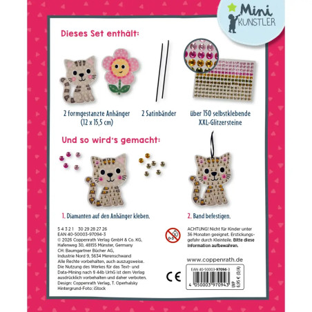 Mein kleines Bastelset: Diamond-Anhänger - Blume / Katze