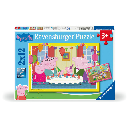 Ravensburger Peppa Pig Puzzle-Box mit Peppa und ihrer Familie auf einer Geburtstagsfeier.
