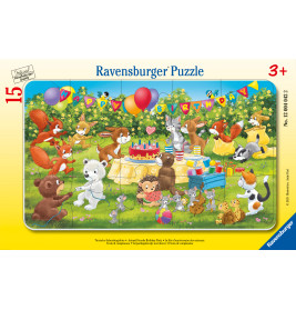 Tierische Geburtstagsfeier Rahmenpuzzle