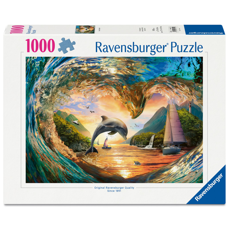 Ravensburger Puzzle Sprung in den Sonnenuntergang (1000 Teile) – Farbintensive Puzzlemotive (12001711)