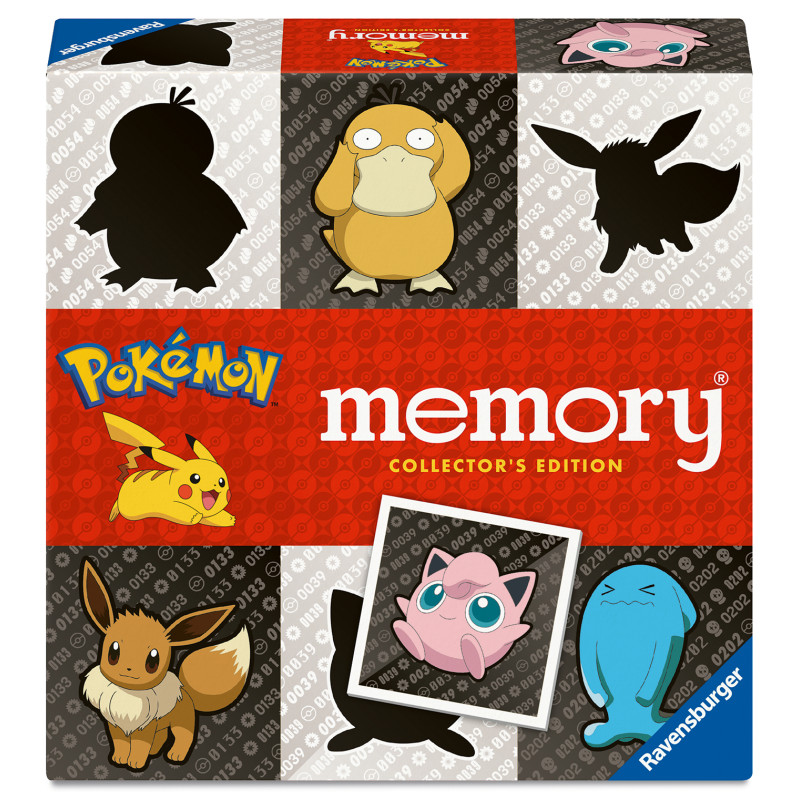 Pokémon Memory Collectors Edition Box mit Pikachu, Enton, Evoli, Pummeluff und Woingenau abgebildet.