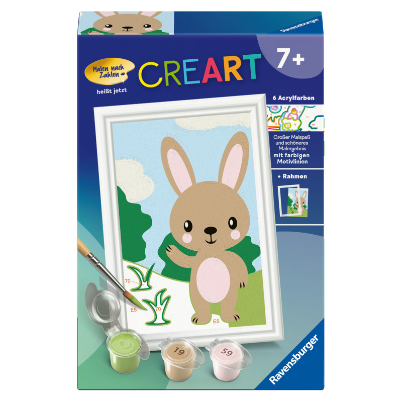 Ravensburger CreArt Malen nach Zahlen Kinder – Süßer Hase | Ab 7 Jahren