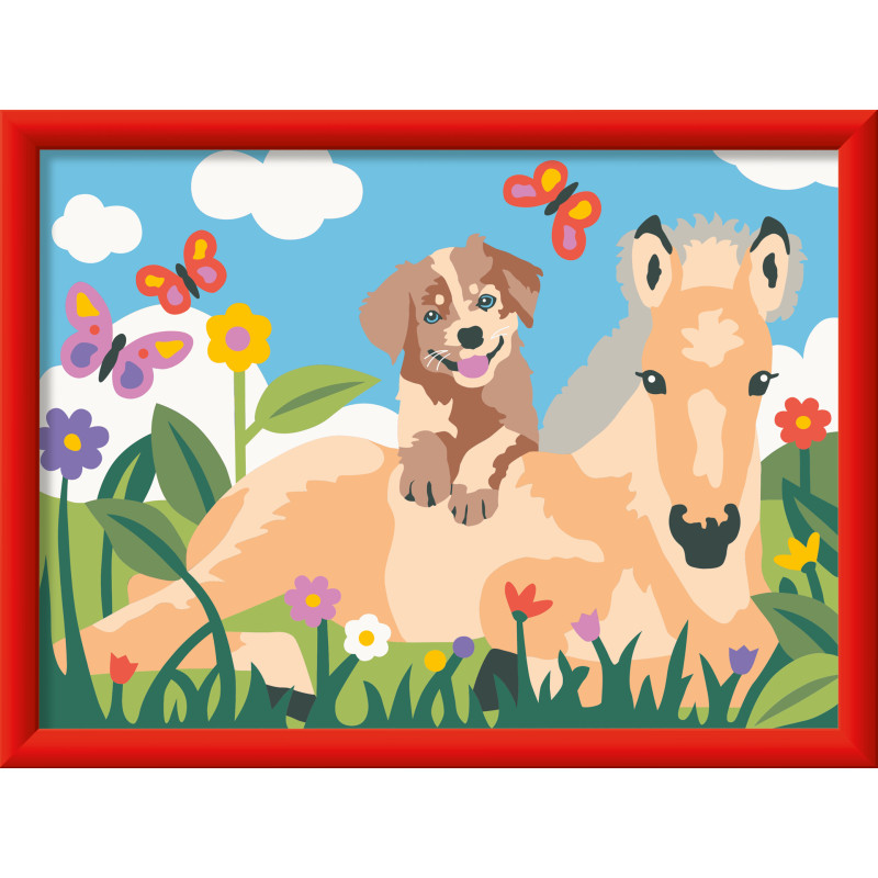 Ravensburger CreArt Malen nach Zahlen für Kinder – Fohlen und Welpe Set ab 9 J.